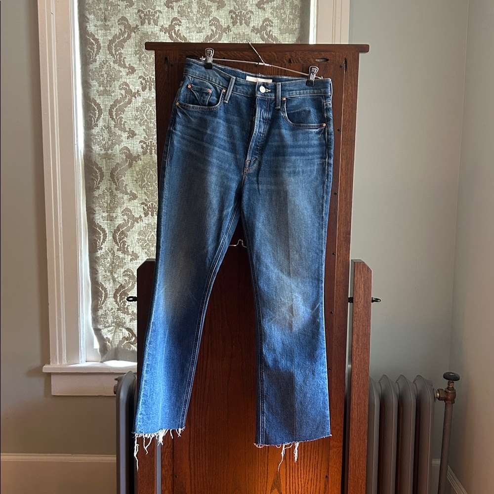 MOTHER The Tripper Ankle Fray Jeans - Dark Blue